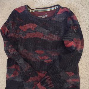 Smartwool Size M Rhythmic Red Mountainscape Kids Base Layer Top